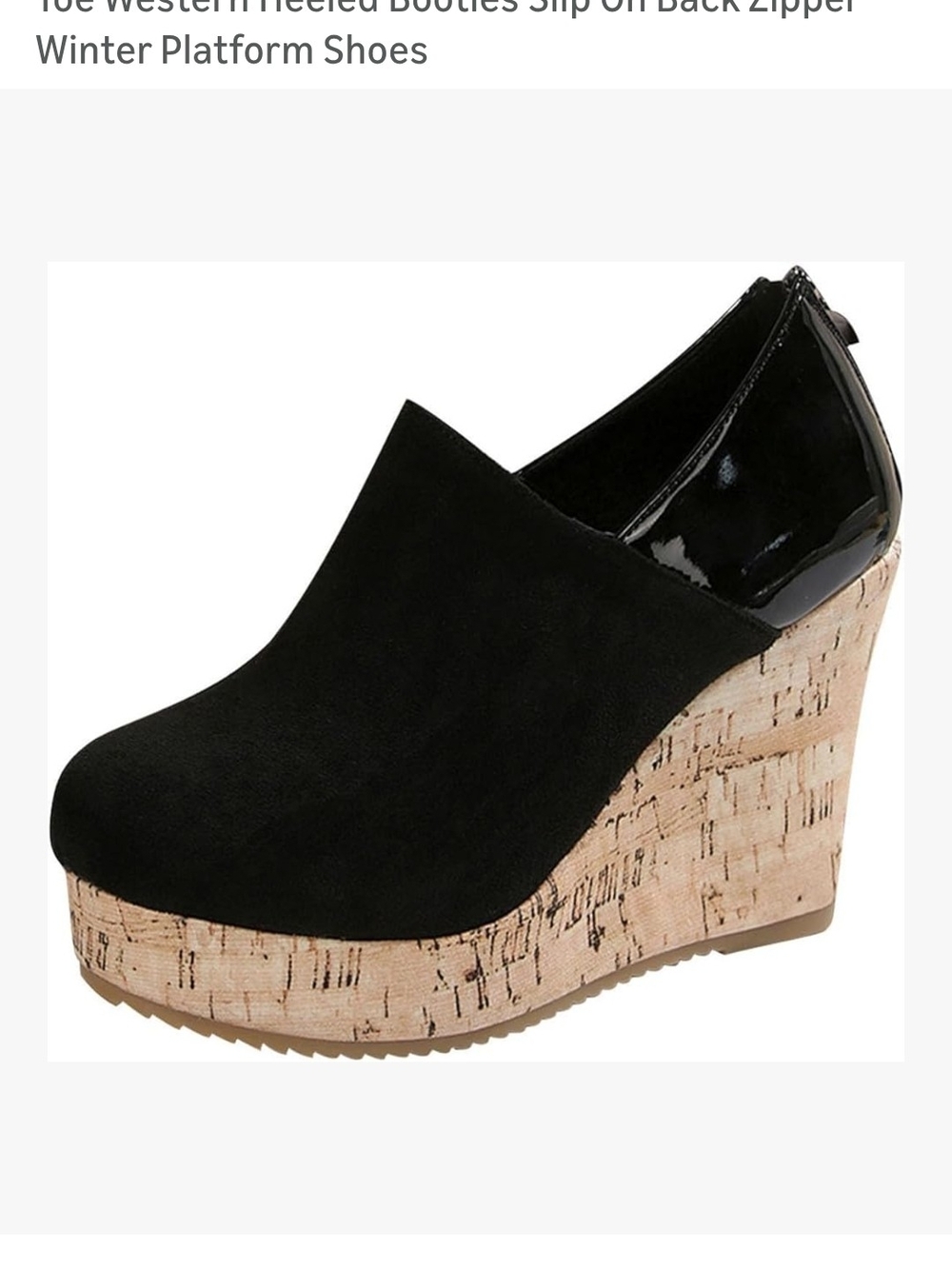 Black Platform Wedge Booties - Women's Slip-On Heels